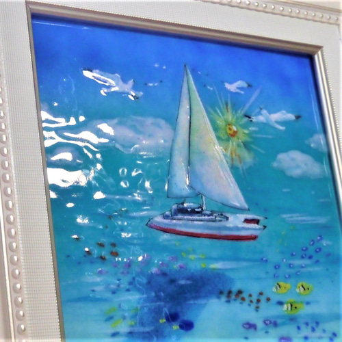 七宝焼　カワセミの絵画 木製フレーム付き　【1点物】 楽天市場】ミモザ 七宝焼 七宝焼き 七宝絵画 絵 絵画 額 アート