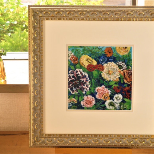 七宝焼アートフレーム 「ダリア」 京七宝 染型七宝 その他アート 七彩