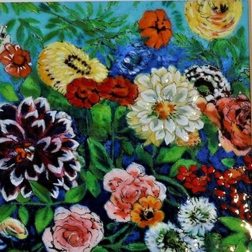 七宝焼アートフレーム 「ダリア」 京七宝 染型七宝 その他アート 七彩