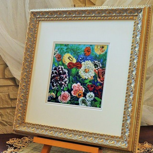 七宝焼アートフレーム 「ダリア」 京七宝 染型七宝 その他アート 七彩