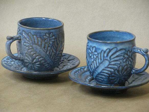 青萩釉コーヒー碗皿 2枚目の画像