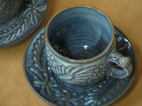 青萩釉コーヒー碗皿 3枚目の画像