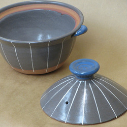 ストライプ土鍋（大） 2枚目の画像