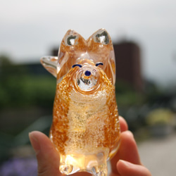 キツネ　ガラス細工　ミニチュア ガラス細工 キタキツネペアと切り株 ミニチュア 雑貨 置物 小物 狐