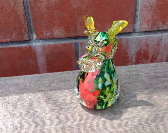 手作りガラス　干支〈龍〉　台座・屏風付き！ 2枚目の画像