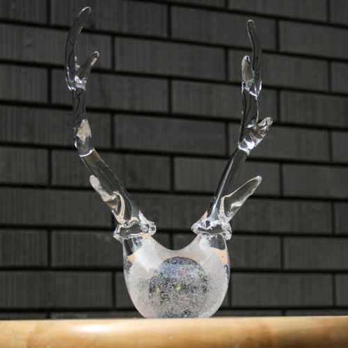 手作りガラス 鹿角（クリア） アクセサリースタンド その他置物 小樽