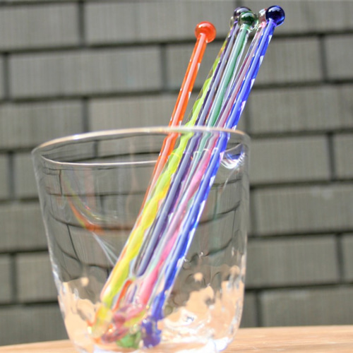 手作りガラス。リボンマドラー〈M〉 6色から選べる。 カトラリー 小樽