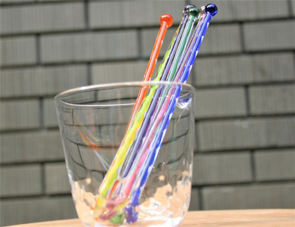 手作りガラス。リボンマドラー〈M〉　6色から選べる。 5枚目の画像