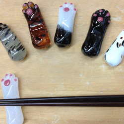 ねこのて箸置き　手作りガラス　6種 2枚目の画像