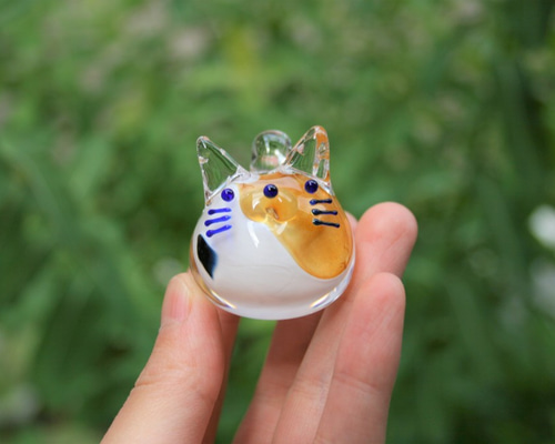 ガラス工房aun　ラメみけ　ガラスペン　みけ　ミケ　三毛猫 ガラス工房aun ラメみけ ガラスペン みけ ミケ 三毛猫