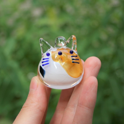 ガラス工房aun　ラメみけ　ガラスペン　みけ　ミケ　三毛猫 ガラス工房aun ラメみけ ガラスペン みけ ミケ 三毛猫