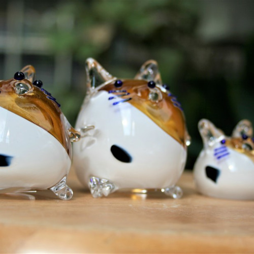 ガラス工房aun　ラメみけ　ガラスペン　みけ　ミケ　三毛猫 ガラス工房aunラメみけガラスペンみけミケ