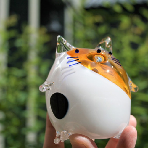 手作りガラス 大きくなった。ミケねこやん。 その他置物 小樽 ilponte