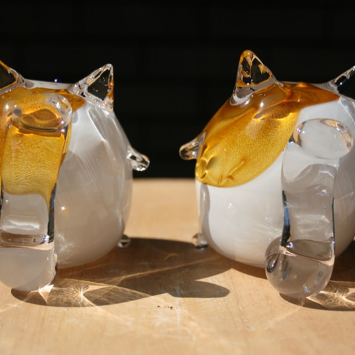 手作りガラス 大きくなった。ミケねこやん。 その他置物 小樽 ilponte