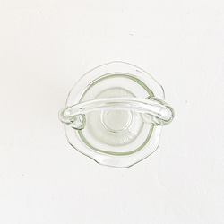 ガラス柄付きバスケット花器・透明クリアー・フラワーベース 6枚目の画像