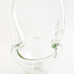 ガラス柄付きバスケット花器・透明クリアー・フラワーベース 7枚目の画像
