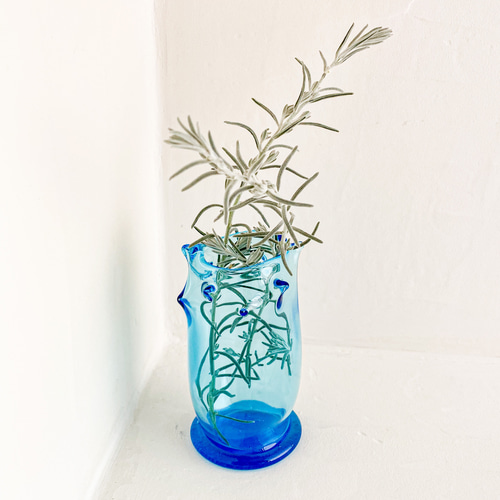 ガラス フラワーベース 花器 花瓶 アートガラス クリア ブルー グリーン 水色 ガラス フラワーベース 花器 花瓶 アートガラス クリア ブルー