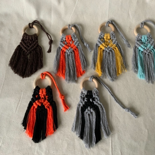 Macrame 芳香剤 アロマ タッセル キーホルダー マクラメチャーム