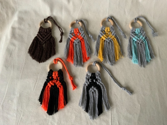 Macrame 芳香剤 アロマ タッセル キーホルダー マクラメチャーム