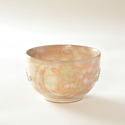 京焼　三島手「鶴亀汲み出し碗」　宮里絵美作　陶器 2枚目の画像