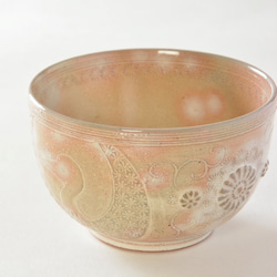 京焼　三島手「鶴亀汲み出し碗」　宮里絵美作　陶器 4枚目の画像