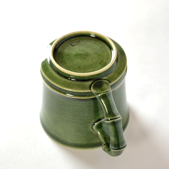 京焼「竹節緑釉珈琲碗皿」　柴田恭久作　陶器 5枚目の画像