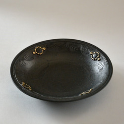 京焼　金彩鉄釉貼花文「珈琲碗皿」　宮里絵美作　陶器 4枚目の画像