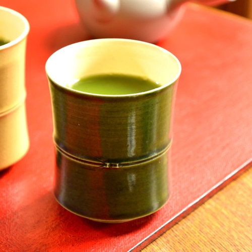 京焼「竹節緑釉湯呑」 柴田恭久作 陶器 湯呑み 柴田窯 通販