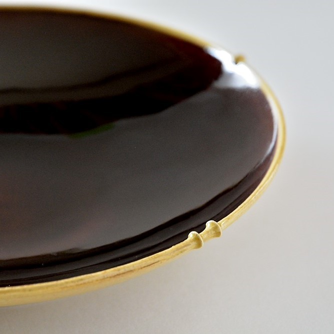 【受注制作停止中です】京焼「竹節掛分け皿（丸竹　大サイズ）」柴田恭久作　陶器