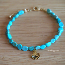 turqoise X shell motif charm　bracelet 2枚目の画像