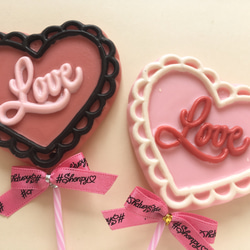 【食品】【10本セット】大きなハートのロリポップチョコレート　バレンタインデー　デコレーションチョコレート 3枚目の画像