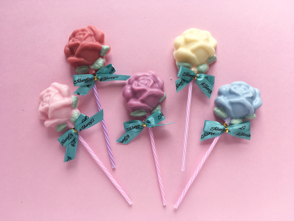 【食品】【10本セット】薔薇のロリポップチョコレート　バレンタインデー　デコレーションチョコレート 3枚目の画像