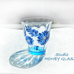青い花のグラス　（絵付けグラス）　～再販 2枚目の画像
