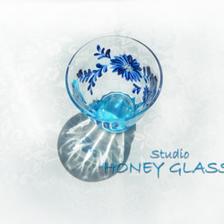 青い花のグラス　（絵付けグラス）　～再販 3枚目の画像