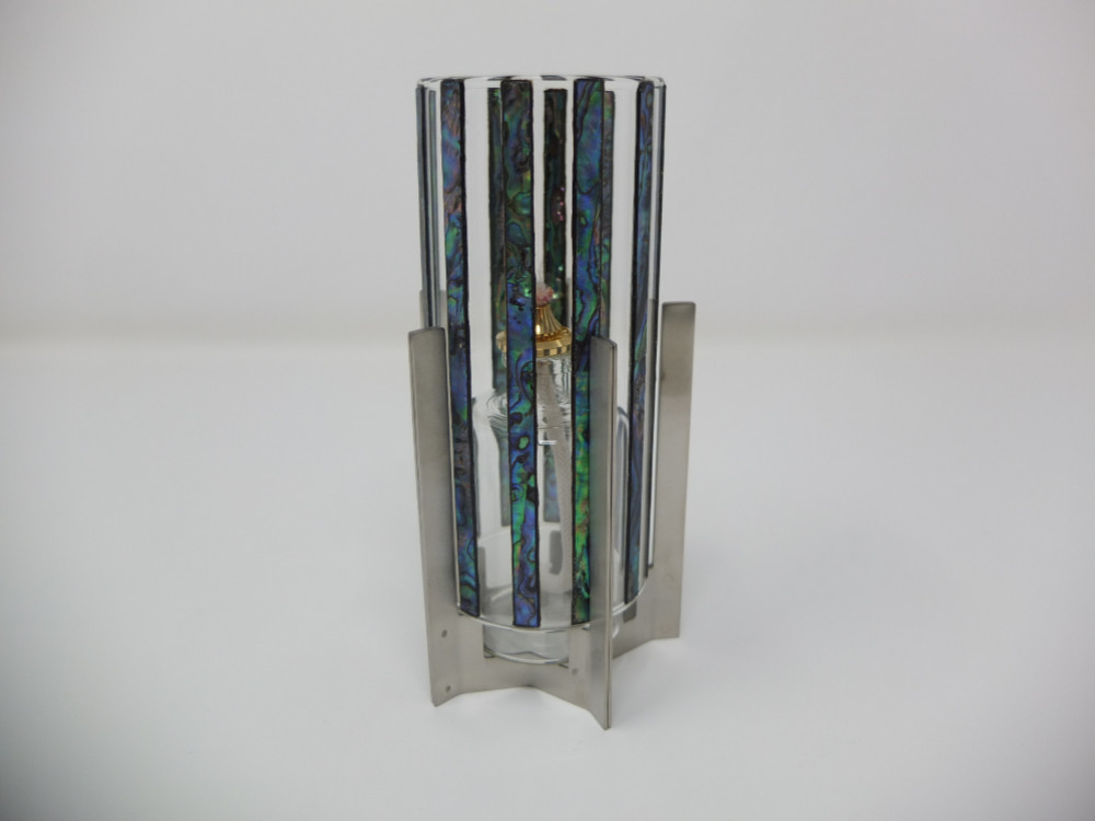 京蒔絵「青貝格子のアロマランプ」