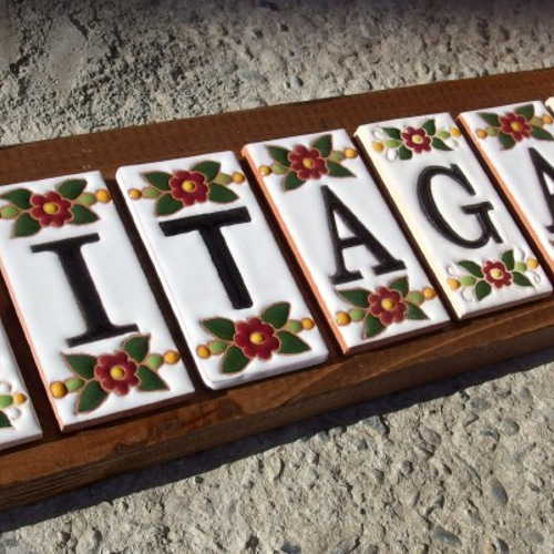 アルファベットタイル フラワー 表札・ネームプレート リベーラ