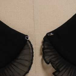 【つけ襟】＊贅沢フリル＊大人ブラックな丸襟の付け襟|黒|フリル|テトロンフリル|丸襟|付け襟|付け衿|つけ衿 4枚目の画像
