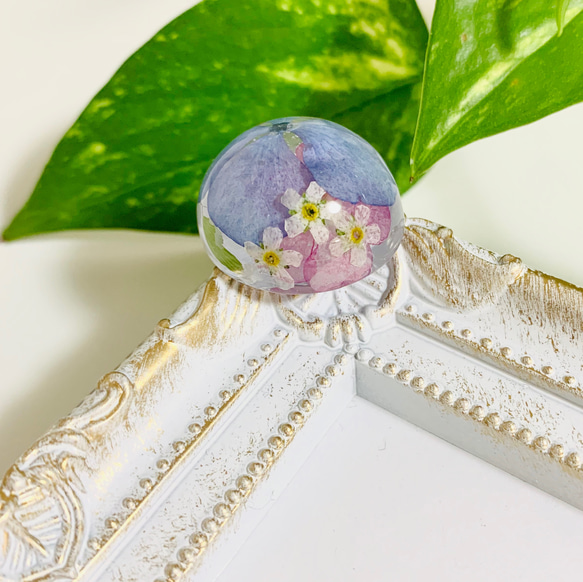 ✴︎紫陽花と小花のアクセサリー✴︎ヘアゴム　ポニーフック　帯留め　ブローチ 2枚目の画像