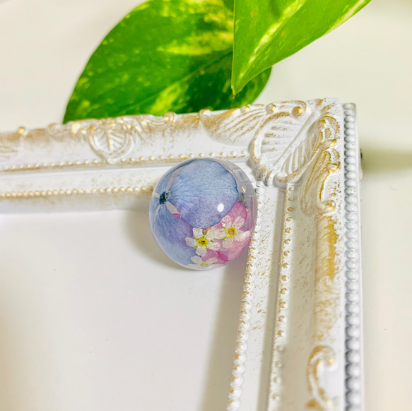 ✴︎紫陽花と小花のアクセサリー✴︎ヘアゴム　ポニーフック　帯留め　ブローチ 3枚目の画像