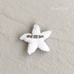 L1【Starfish】ヒトデ 海星 ビーズ刺繍 ブローチ 3枚目の画像