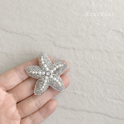 L1【Starfish】ヒトデ 海星 ビーズ刺繍 ブローチ 4枚目の画像