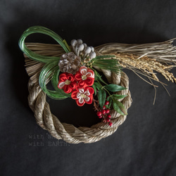 New year Wreath, 033　- つまみ細工のしめ縄飾り 2枚目の画像
