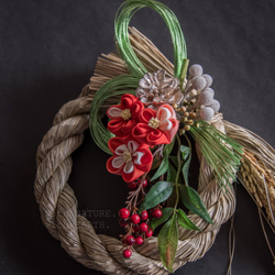 New year Wreath, 033　- つまみ細工のしめ縄飾り 4枚目の画像