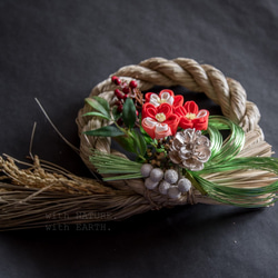 New year Wreath, 033　- つまみ細工のしめ縄飾り 5枚目の画像
