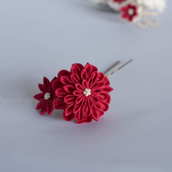 Tumami Kanzashi No,17 「朱」/ つまみ細工花かんざし 1枚目の画像