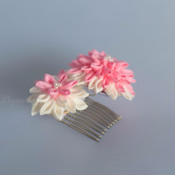 Tumami Hair comb -No,1７ 「 Margaret」/ つまみ細工ヘアコーム 5枚目の画像