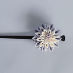 Tumami KANZASHI 「Dahlia」　渋紫　/ つまみ細工花かんざし　１本挿し 4枚目の画像