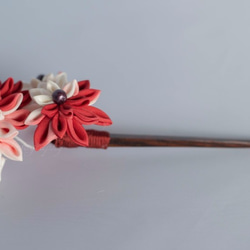 Tumami KANZASHI 「紅花」 / つまみ細工花かんざし　１本挿し 3枚目の画像