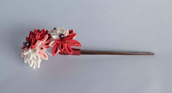 Tumami KANZASHI 「紅花」 / つまみ細工花かんざし　１本挿し 3枚目の画像