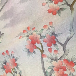 【SALE！】正絹　花に孔雀振袖仮絵羽の解き　約３８cm×約３５０cm 2枚目の画像